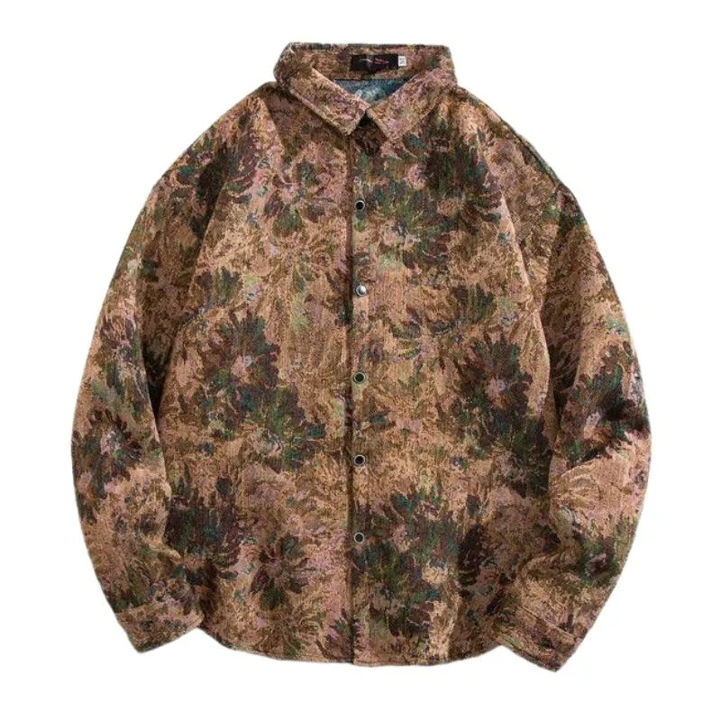 Men's Casual Ink-splashed Print Lapel Long-sleeved Shirt 70625079F sold by Manly product image thumbnail 3