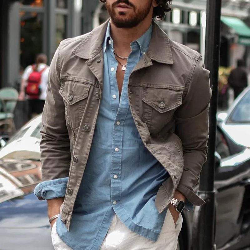 Men's Fashion Solid Lapel Chest Pocket Single Breasted Jacket 73946960Z sold by Manly product image thumbnail 3