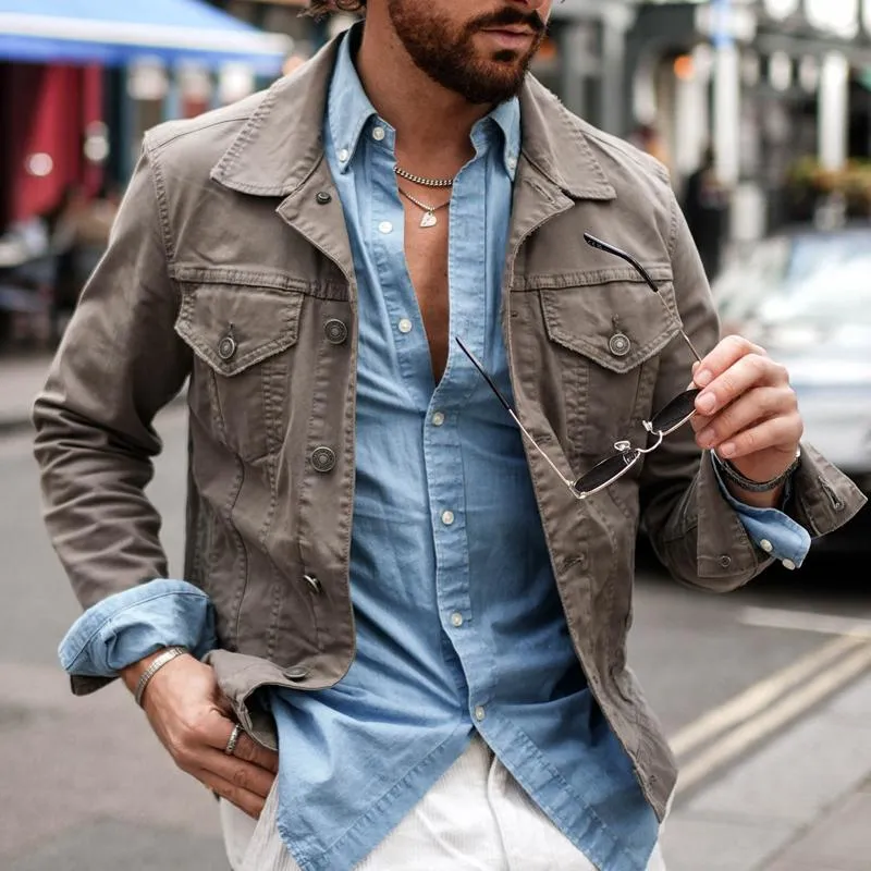 Men's Fashion Solid Lapel Chest Pocket Single Breasted Jacket 73946960Z sold by Manly product image thumbnail 2