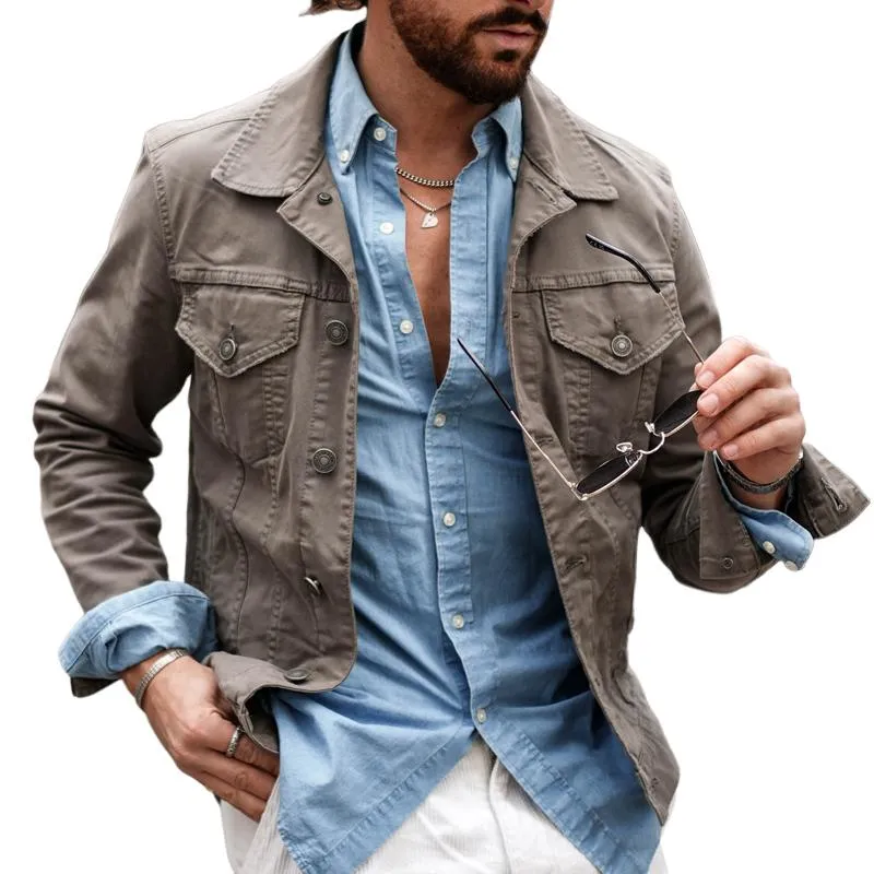 Men's Fashion Solid Lapel Chest Pocket Single Breasted Jacket 73946960Z sold by Manly