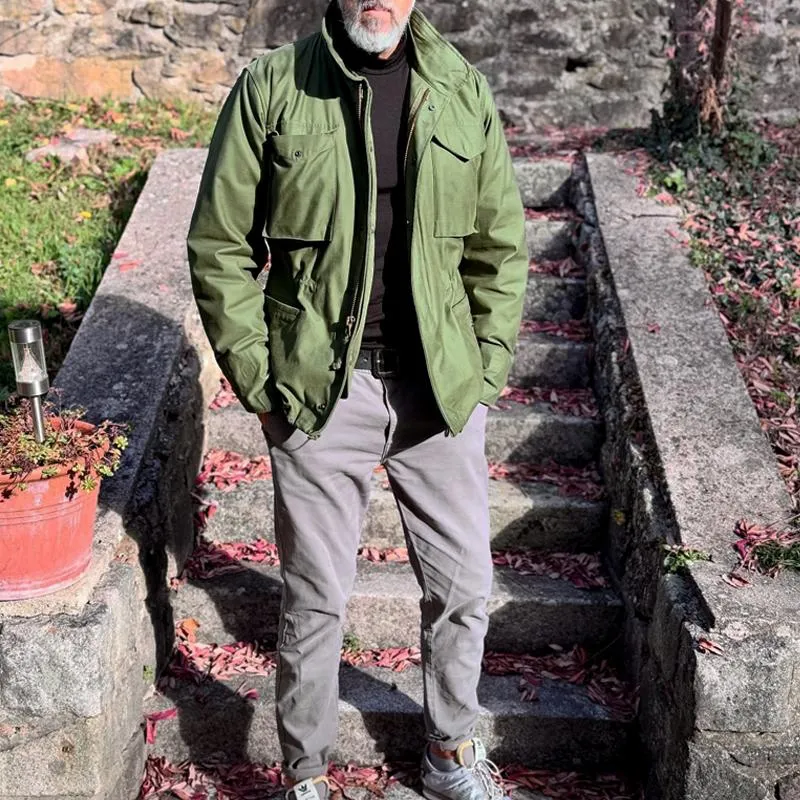 Men's Retro Solid Lapel Multi-pocket Cargo Jacket 49430433Z sold by Manly product image thumbnail 3