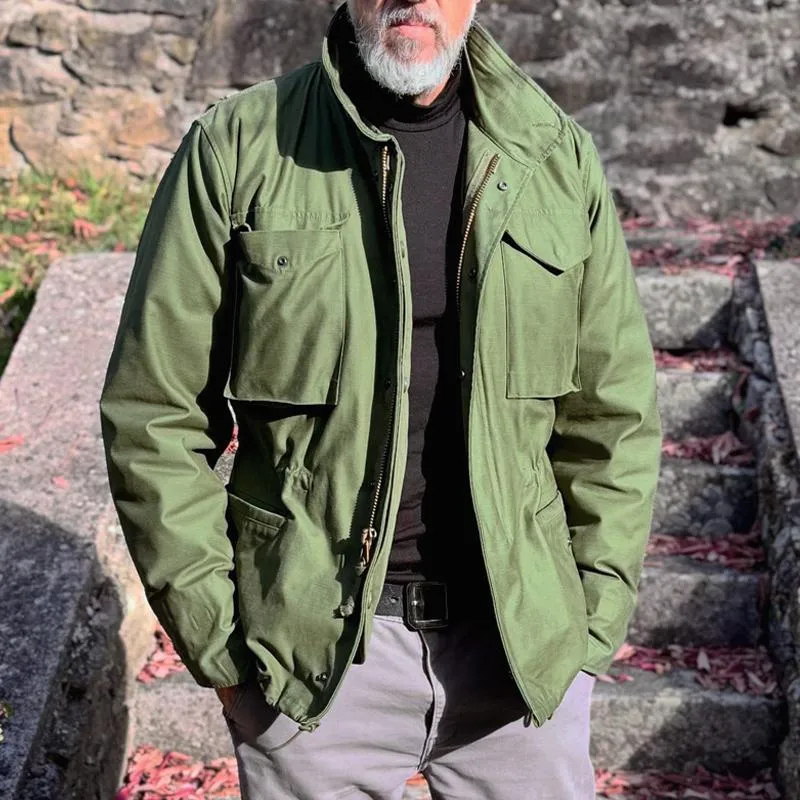 Men's Retro Solid Lapel Multi-pocket Cargo Jacket 49430433Z sold by Manly product image thumbnail 2