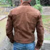 Men's Vintage Suede Lapel Chest Pocket Single Breasted Casual Jacket 02149362Z sold by Manly