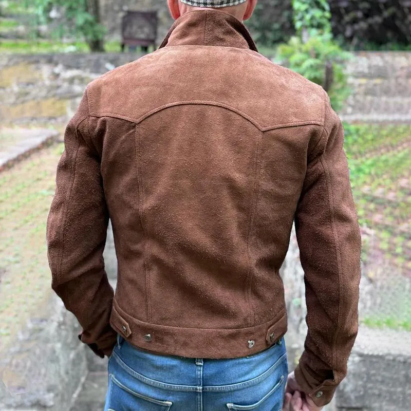 Men's Vintage Suede Lapel Chest Pocket Single Breasted Casual Jacket 02149362Z sold by Manly product image thumbnail 3