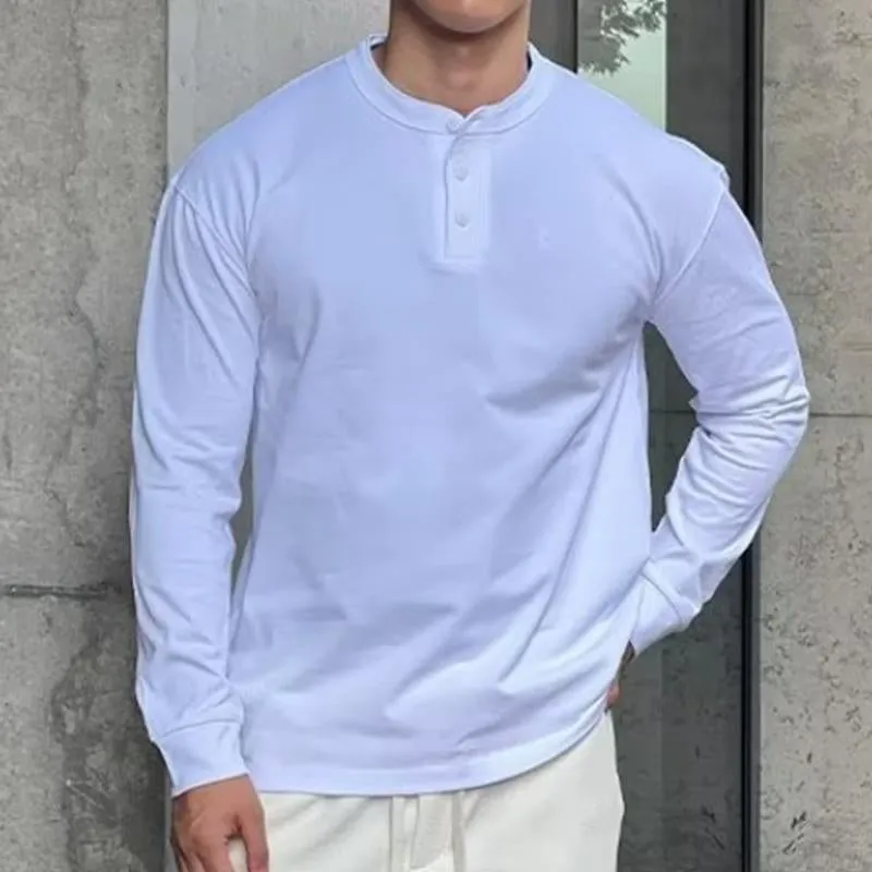 Men's Vintage Casual Solid Color Henley Long Sleeve T-Shirt 63138846TO sold by Manly product image thumbnail 2