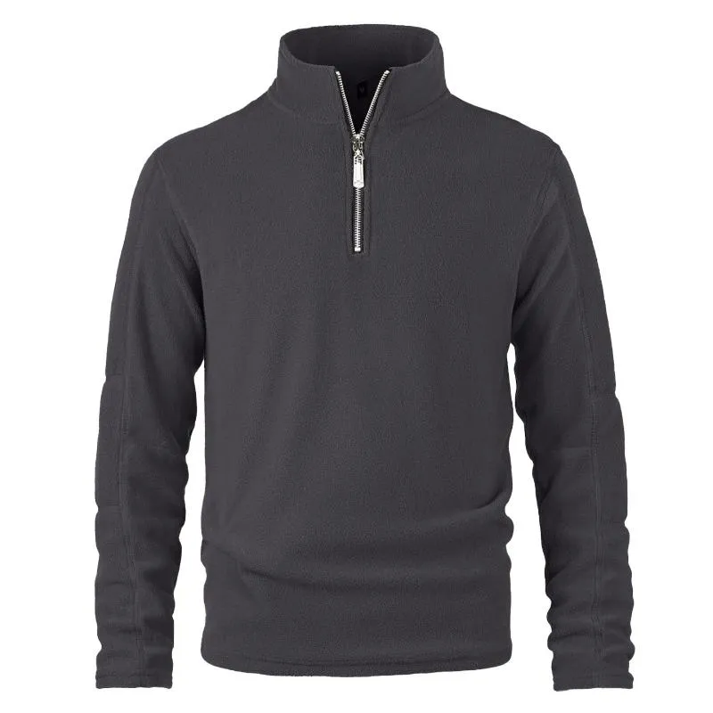 Men's Retro Casual Polar Fleece Solid Color Half Zip Sweatshirt 32478185TO sold by Manly product image thumbnail 5