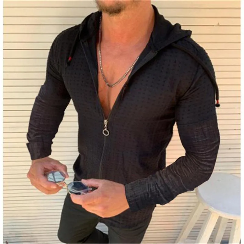 Men's Retro Casual Solid Color Hooded Long Sleeve Shirt 33719254TO sold by Manly product image thumbnail 3