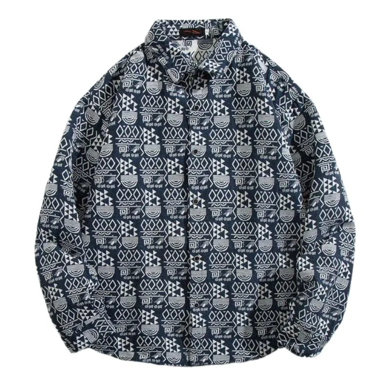 Men's Classic Stripe Print Lapel Long-sleeved Shirt 96756005F sold by Manly product image thumbnail 4