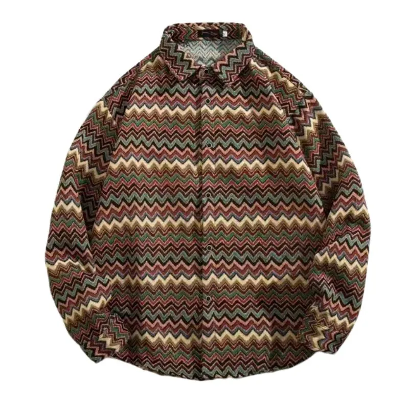 Men's Casual Geometric Print Lapel Long-sleeved Shirt 04857965F sold by Manly product image thumbnail 5