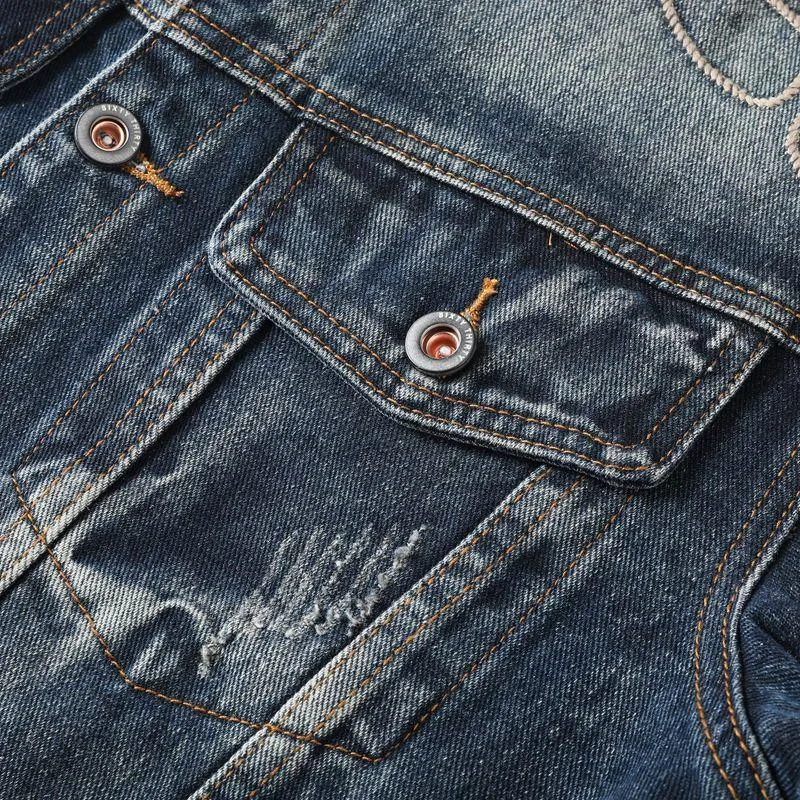 Men's Classic Stand Collar Washed Denim Jacket 16966346F sold by Manly product image thumbnail 3