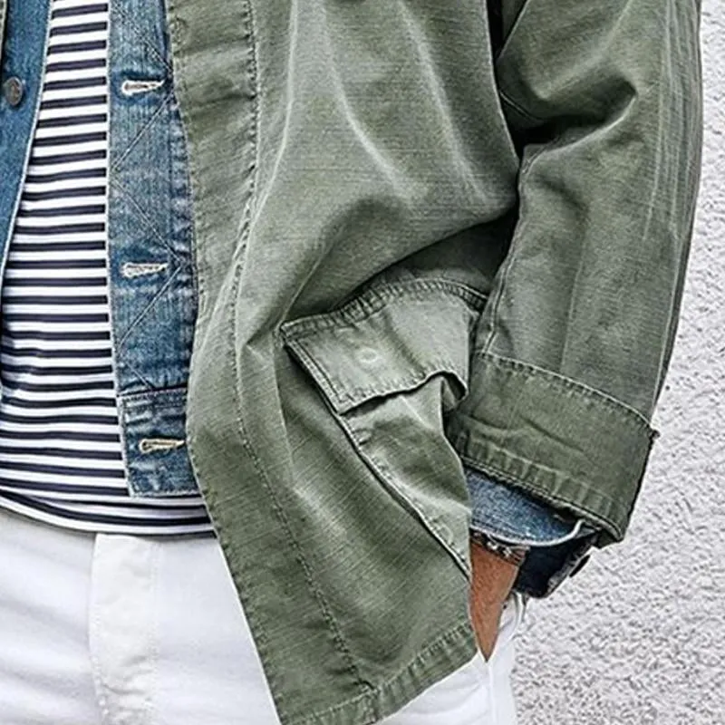 Men's Cotton and Linen Multi-Pocket Lapel Cargo Jacket 26735237X sold by Manly product image thumbnail 4