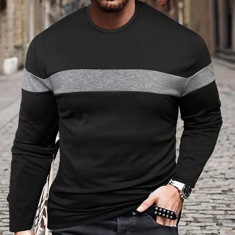 Men's Casual Striped Round Neck Long Sleeve T-Shirt 91252420X sold by Manly product image thumbnail 2