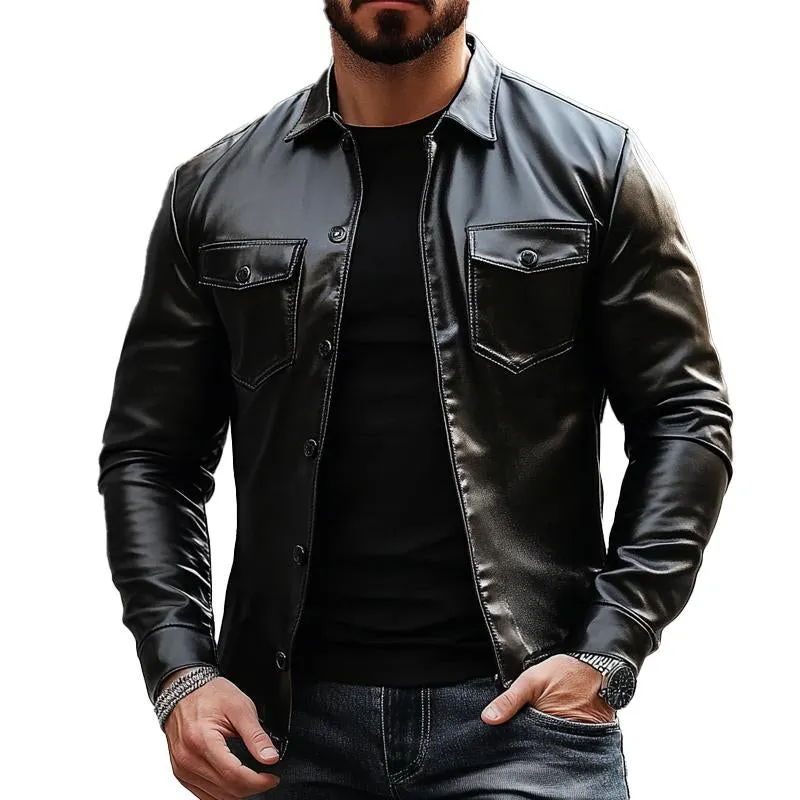 Men's Solid Color Single Breasted Motorcycle Jacket 79684570X sold by Manly