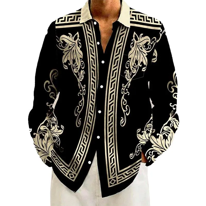 Men's Printed Long Sleeve Lapel Shirt 31347362X sold by Manly