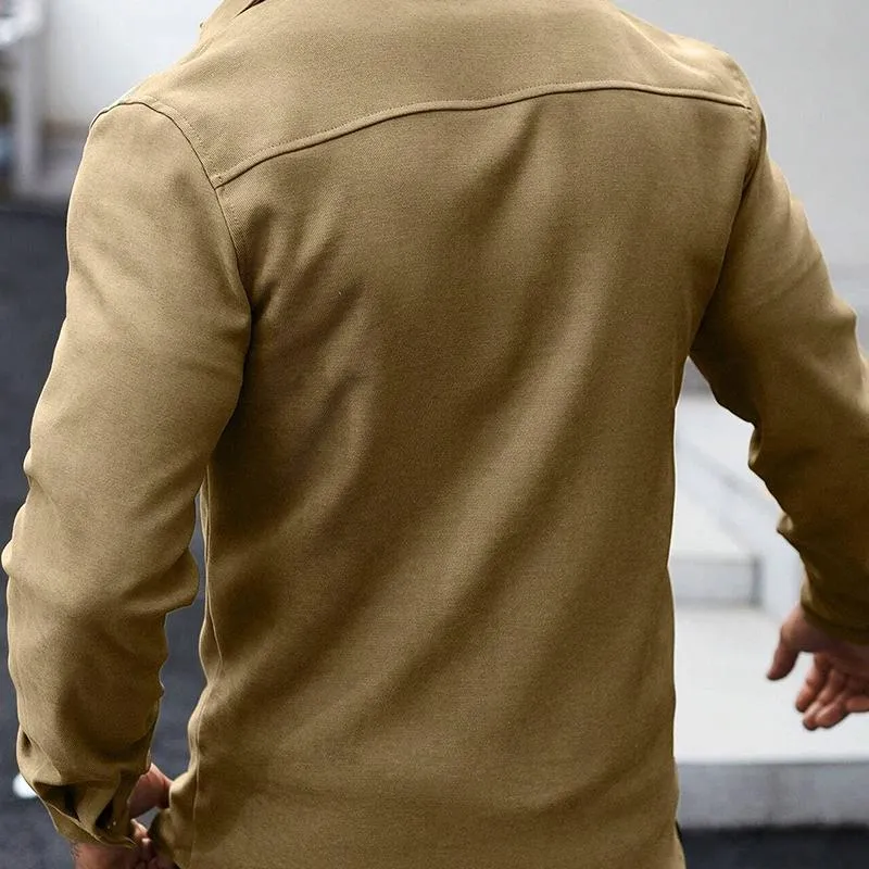 Men's Casual Solid Color Lapel Long Sleeve Shirt 03462414X sold by Manly product image thumbnail 3