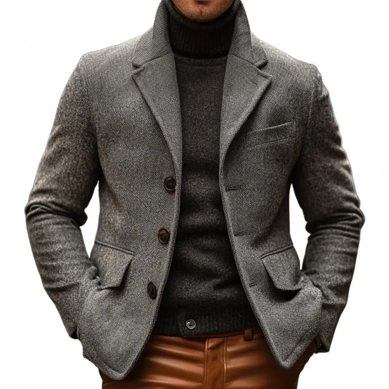 Men's Vintage Wool Blend Notch Lapel Single Breasted Blazer 54048841M sold by Manly