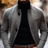 Men's Vintage Wool Blend Stand Collar Single Breasted Short Coat 86638071M sold by Manly