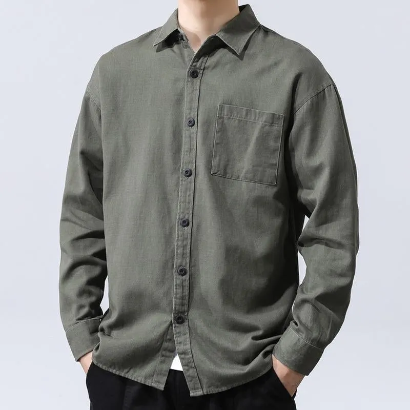 Men's Casual Cotton Loose Lapel Patch Pocket Long Sleeve Shirt 10255957M sold by Manly product image thumbnail 2
