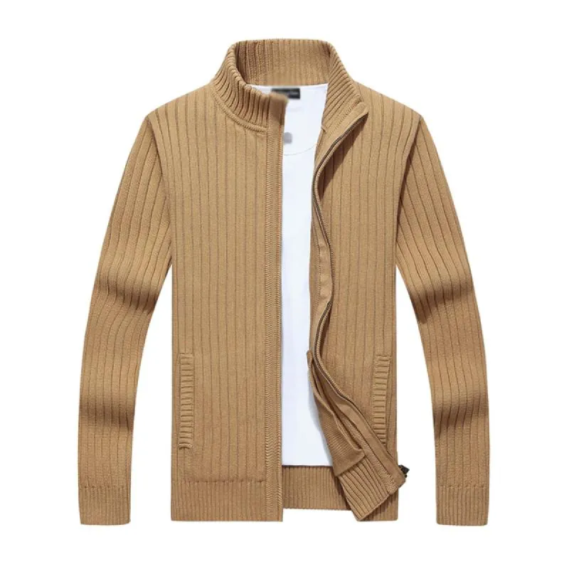 Men's Casual Stand Collar Zipper Slim Fit Knit Cardigan 87999873M sold by Manly