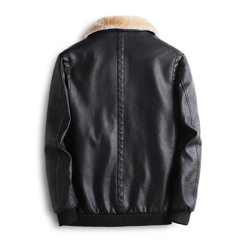 Men's Vintage Thickened Patchwork Leather Motorcycle Jacket 66612768M sold by Manly product image thumbnail 3