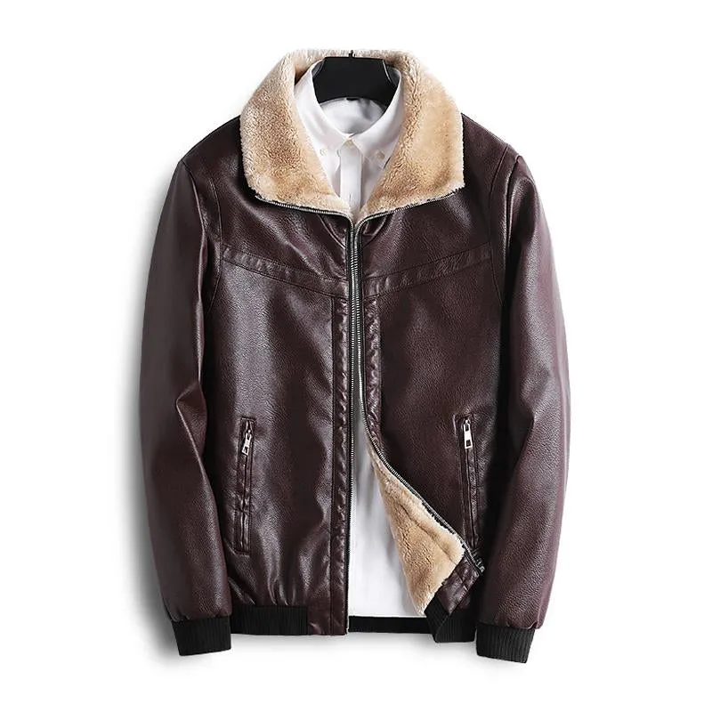 Men's Vintage Thickened Patchwork Leather Motorcycle Jacket 66612768M sold by Manly