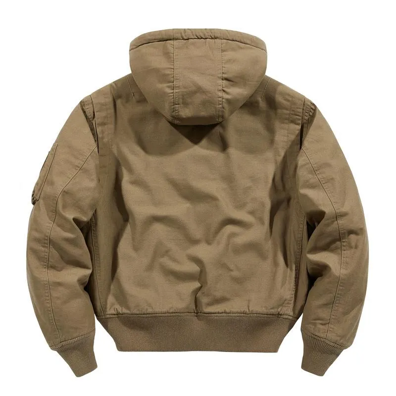 Men's Casual Cotton Loose Hooded Zipper Bomber Jacket 46526964M sold by Manly product image thumbnail 4