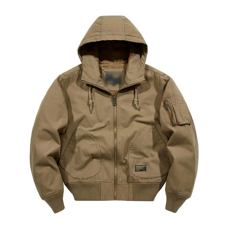 Men's Casual Cotton Loose Hooded Zipper Bomber Jacket 46526964M sold by Manly product image thumbnail 3