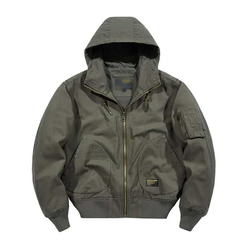 Men's Casual Cotton Loose Hooded Zipper Bomber Jacket 46526964M sold by Manly product image thumbnail 2