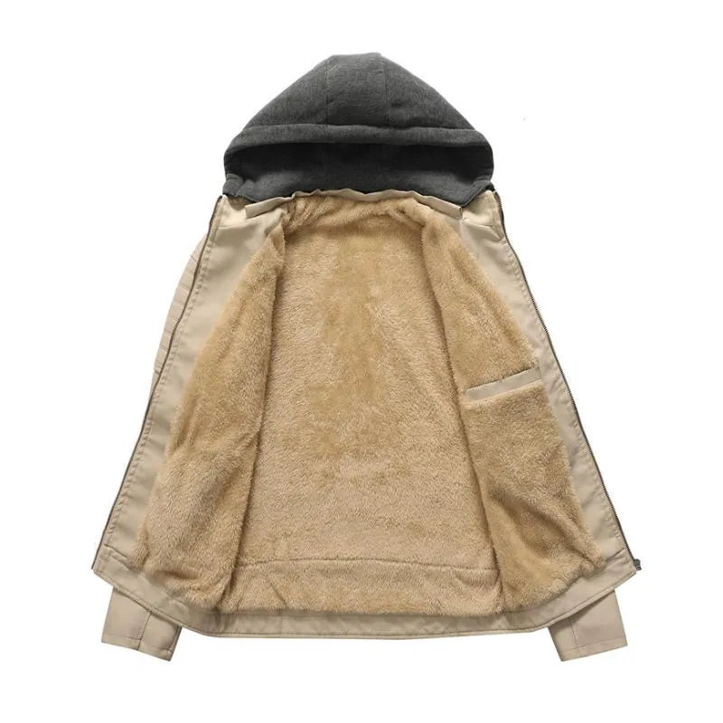 Men's Vintage Hooded Fleece Warm Zip-Up Slim Fit Leather Jacket 54049615M sold by Manly product image thumbnail 5