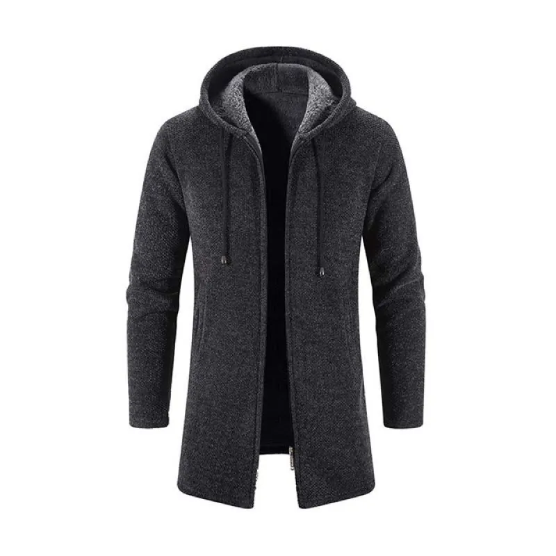 Men's Classic Mid-Length Plush Hooded Knitted Cardigan 29454294K sold by Manly