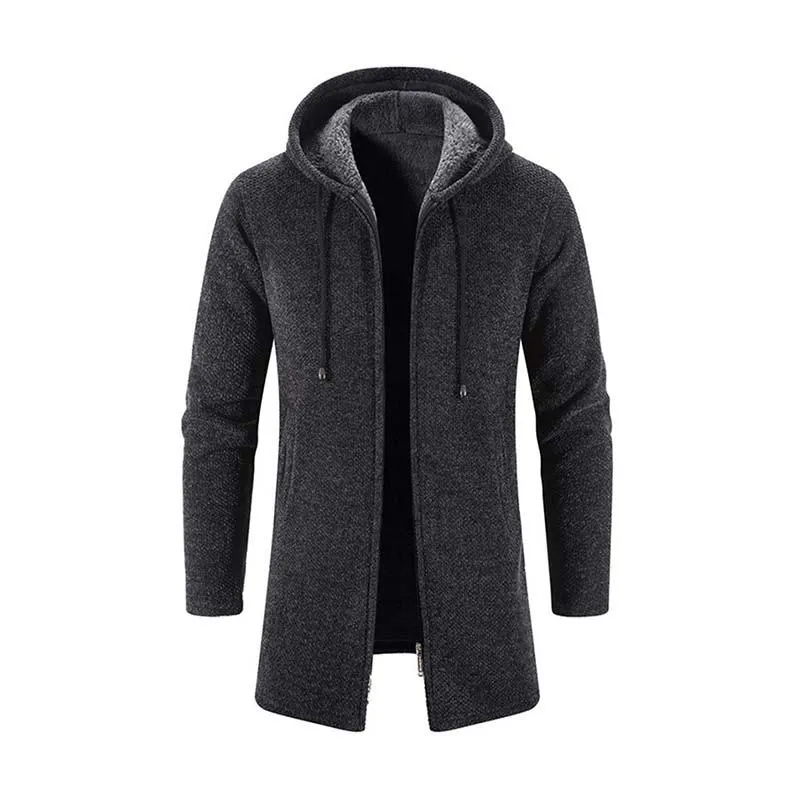 Men's Classic Mid-Length Plush Hooded Knitted Cardigan 29454294K sold by Manly
