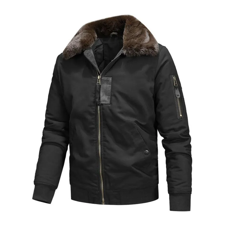 Men's Casual Fleece Lapel Zip-up Washed Cotton Cargo Jacket 05642338M sold by Manly product image thumbnail 2