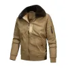 Men's Casual Fleece Lapel Zip-up Washed Cotton Cargo Jacket 05642338M sold by Manly
