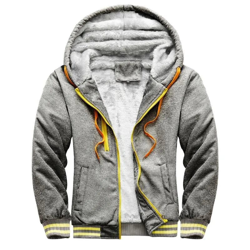 Men's Patchwork Thick Warm Hooded Fleece Jacket 91983607U sold by Manly