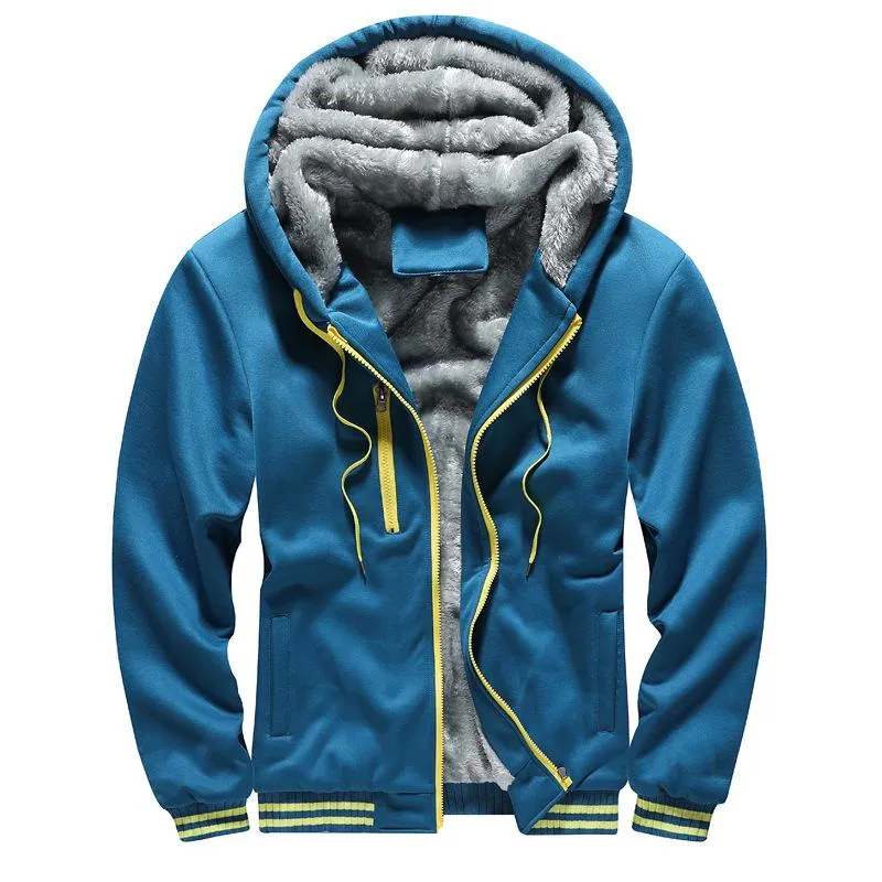 Men's Patchwork Thick Warm Hooded Fleece Jacket 91983607U sold by Manly product image thumbnail 4
