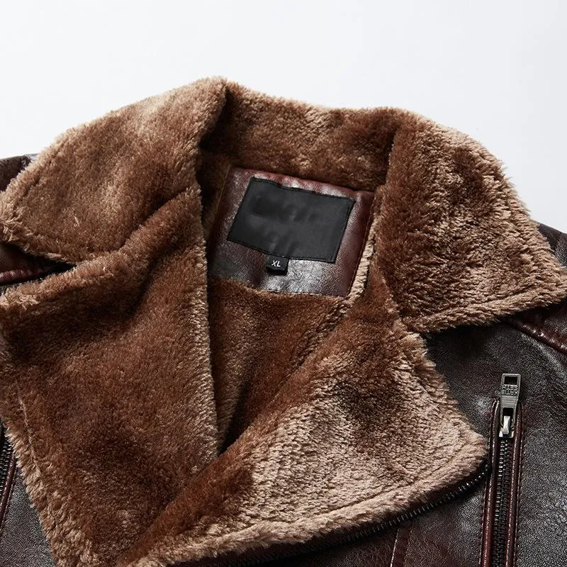 Men's Vintage PU Fleece Leather Jacket 28312478U sold by Manly product image thumbnail 2