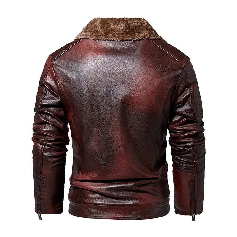 Men's Vintage PU Fleece Leather Jacket 28312478U sold by Manly product image thumbnail 5