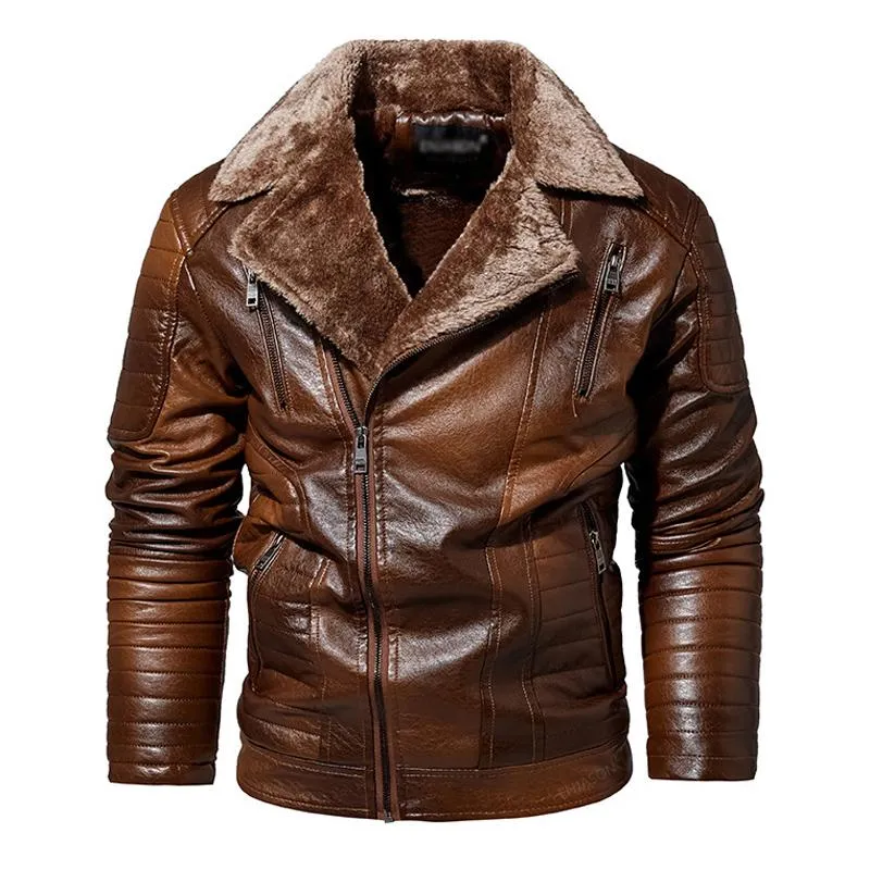 Men's Vintage PU Fleece Leather Jacket 28312478U sold by Manly