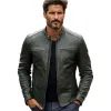 Men's Dark Green Vintage Zipper Leather Jacket 83993967U sold by Manly