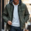 Men's Dark Green Hooded Zip-Up Jacket 95893078U sold by Manly