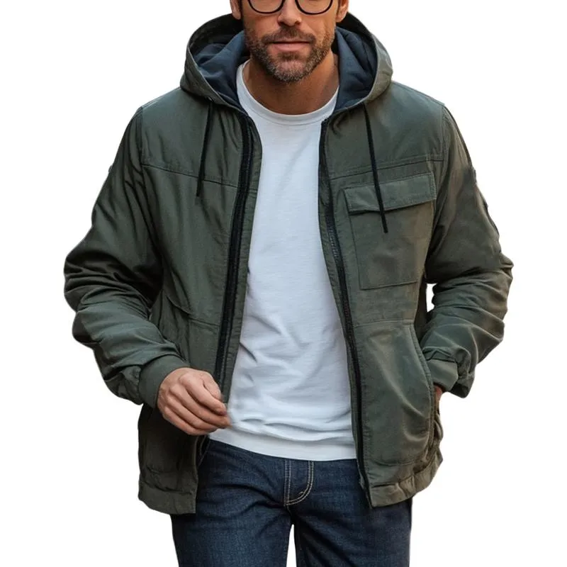 Men's Dark Green Hooded Zip-Up Jacket 95893078U sold by Manly