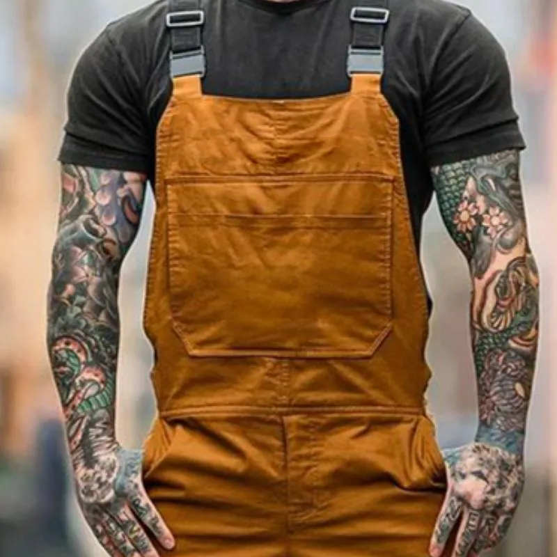 Men's Retro Casual Solid Color Workwear Overalls 41930324TO sold by Manly product image thumbnail 3