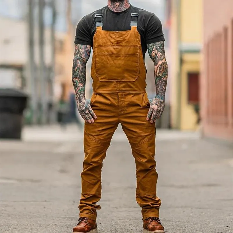 Men's Retro Casual Solid Color Workwear Overalls 41930324TO sold by Manly product image thumbnail 2