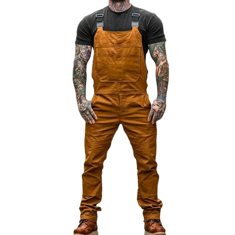 Men's Retro Casual Solid Color Workwear Overalls 41930324TO sold by Manly