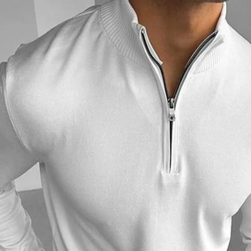 Men's Retro Casual Stand Collar Solid Color Sweater 37222209TO sold by Manly product image thumbnail 3