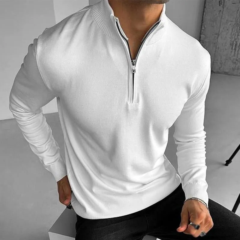 Men's Retro Casual Stand Collar Solid Color Sweater 37222209TO sold by Manly product image thumbnail 2