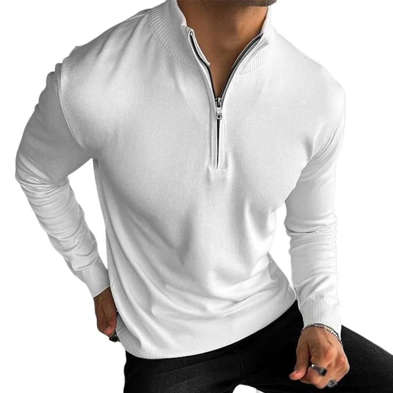 Men's Retro Casual Stand Collar Solid Color Sweater 37222209TO sold by Manly