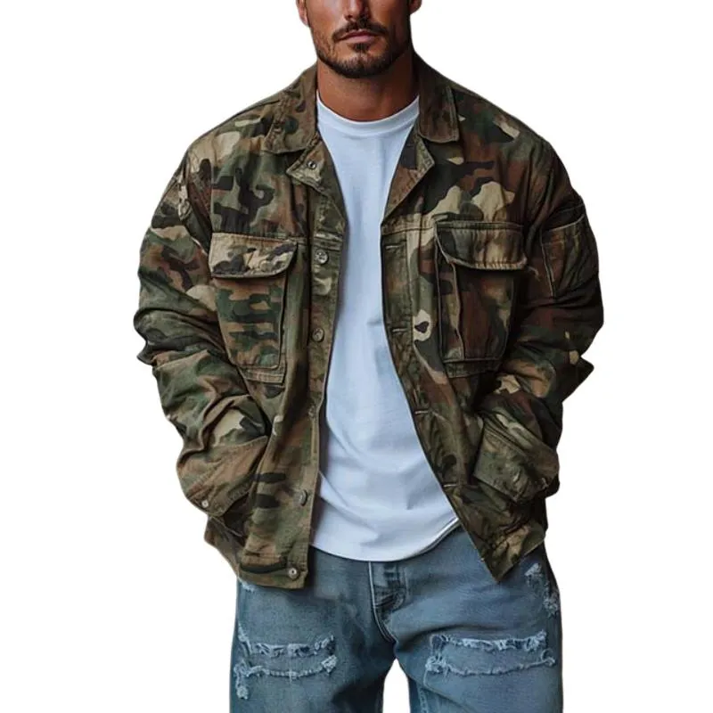 Men's Classic Casual Trendy Camouflage Multi-Pocket Jacket 59201511K sold by Manly
