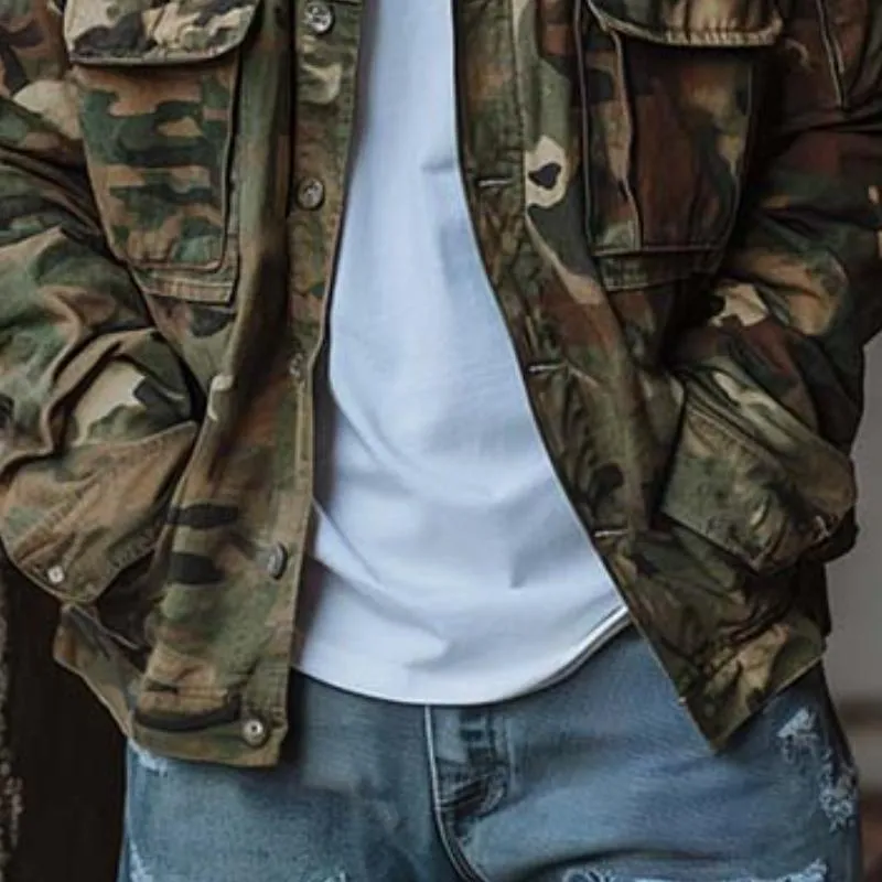 Men's Classic Casual Trendy Camouflage Multi-Pocket Jacket 59201511K sold by Manly product image thumbnail 4