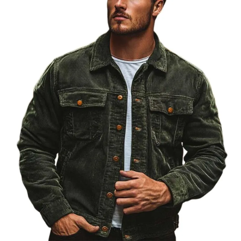 Men's Vintage Casual Multi-Pocket Corduroy Jacket 01278252K sold by Manly